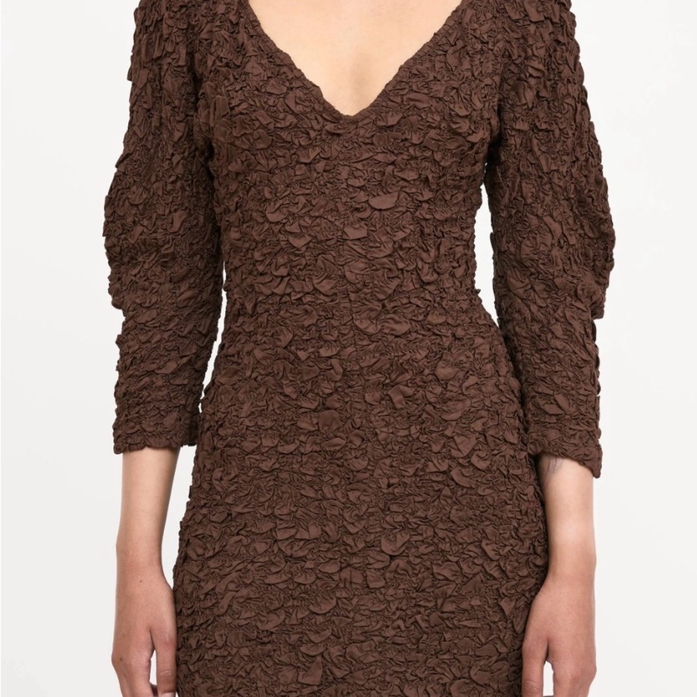 Mara Hoffman Textured Brown Long Sleeve Dress